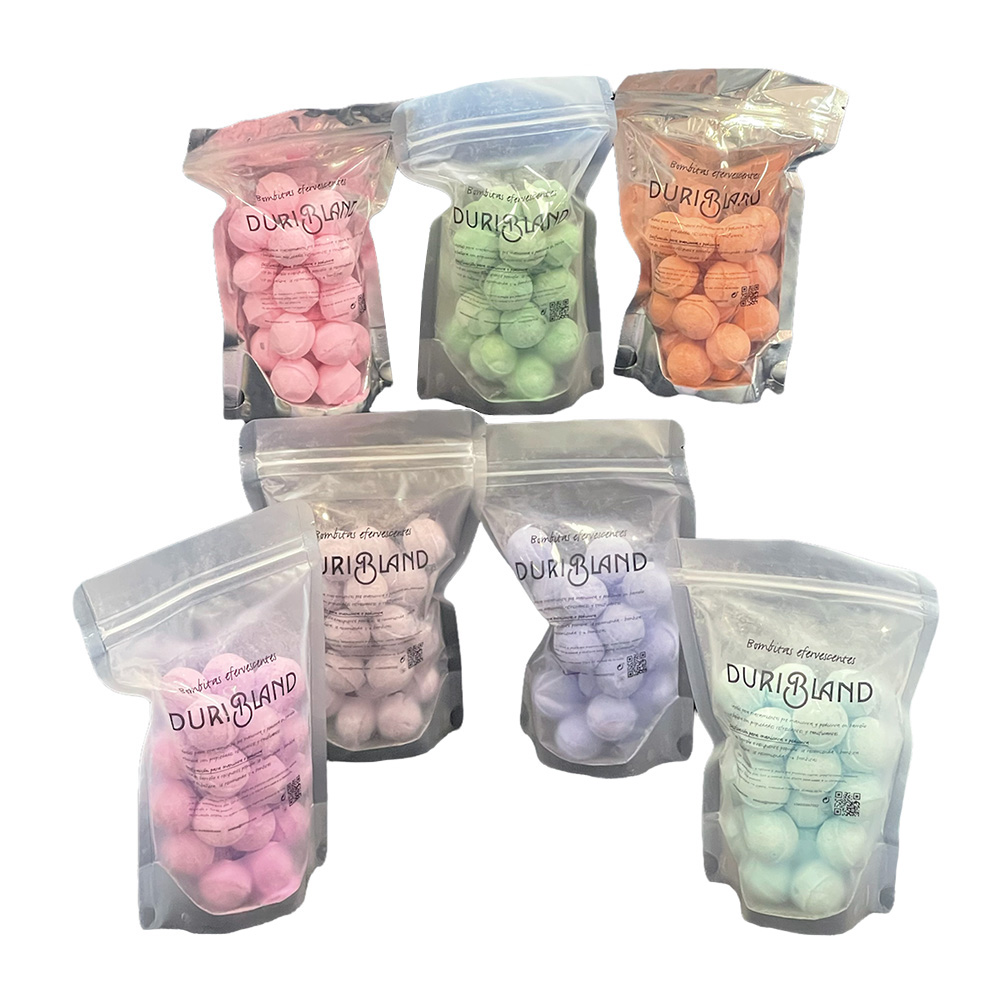 Bolitas efervescentes manos y pies Duribland 200gr. Se presenta en bolsas cerradas en plastico transparenten. H2o Akua