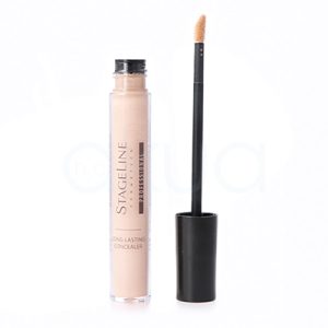 Corrector Long Lasting Stageline 090960/1. El envase es un tubo transparente que permite ver el tono del producto, con tapa negra y aplicador tipo esponja (doe-foot) alargado, ideal para repartir el corrector de manera precisa bajo los ojos, en manchas o zonas específicas del rostro. H2o Akua