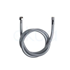 Tubo flexible pvc 120cm 07621. La imagen muestra un flexo gris para ducha de lavacabezas, una pieza utilizada como recambio o instalación en sistemas de peluquería profesional. H2o Akua