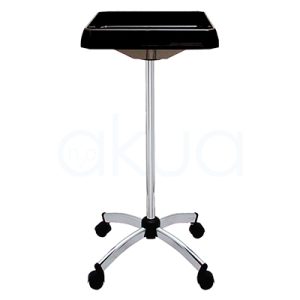 Carrito auxiliar Jolly 00874. Carrito auxiliar o mesa bandeja de trabajo negra con base de cinco patas y ruedas. H2o Akua ​