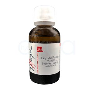 Liquido primer sin acido 30ml Thuya. Frasco de Primer Líquido Sin Ácido Thuya Professional Line de 30 ml. Es un bote ámbar translúcido con tapón blanco roscado, etiqueta roja con texto bilingüe "Thuya Líquido Primer Sin Ácido / Liquid Primer Without Acid" y el número "30" en grande, ideal para adherencia en manicuras soak-off. H2o Akua ​