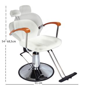 Sillon reclinable stranguiss 02975/58.El sillón reclinable es un modelo profesional para estética, peluquería o maquillaje, tapizado en blanco con detalles en madera naranja.H2o Akua