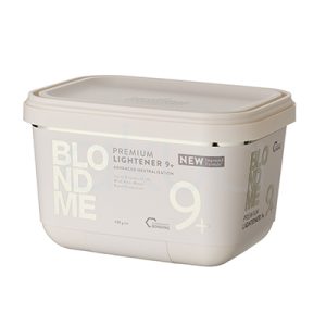Decoloracion Premium Blondme Color 9+ Schwarzkopf 450gr. Envase rectangular de color dorado metálico con tapa a juego. H2o Akua