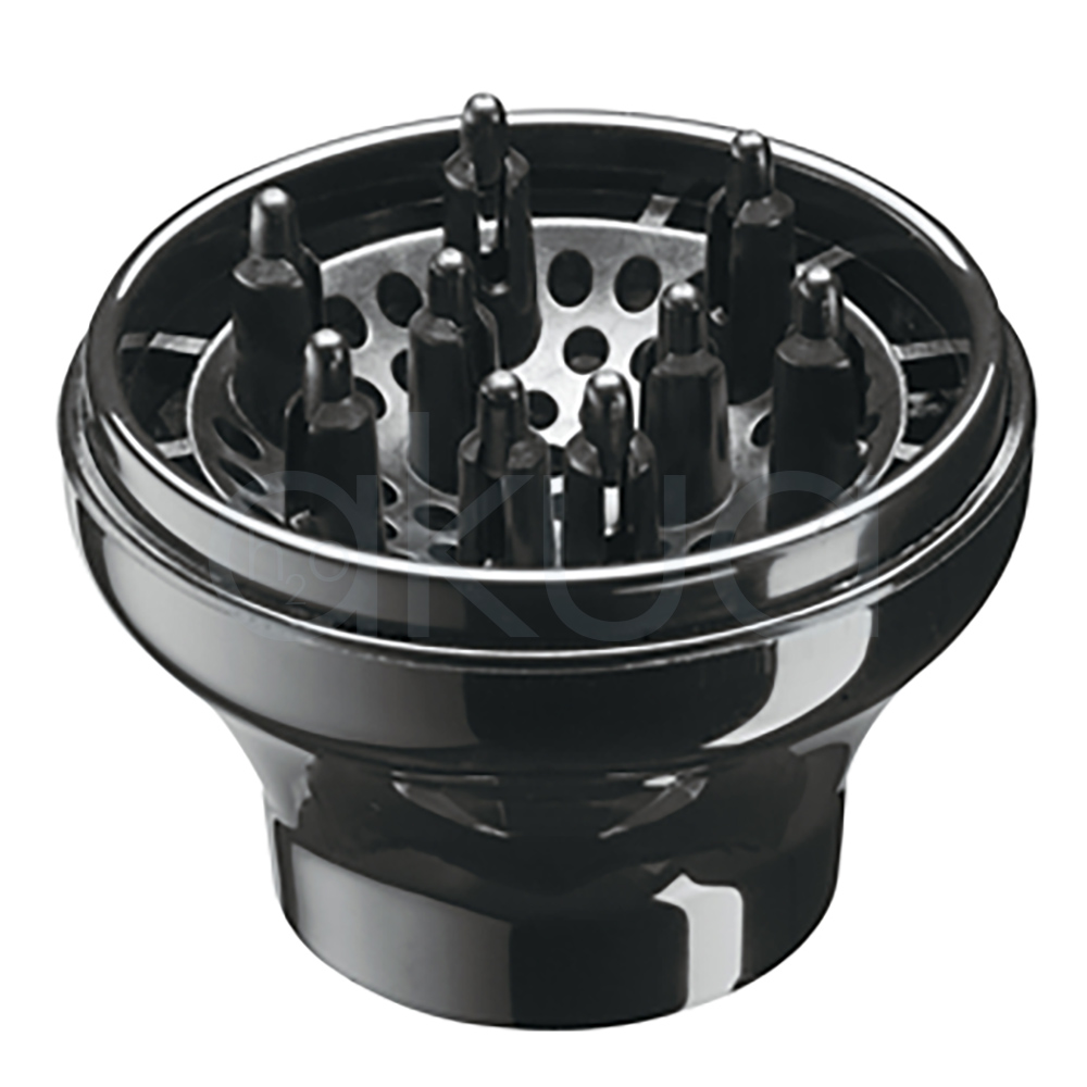 Difusor secador Bambino Babyliss pro SAT 00001. En color satinado negro, tiene forma semiesférica ancha con boquilla de conexión estrecha, uniforme en plástico resistente al calor. H2o Akua