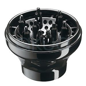 Difusor secador Bambino Babyliss pro SAT 00001. En color satinado negro, tiene forma semiesférica ancha con boquilla de conexión estrecha, uniforme en plástico resistente al calor. H2o Akua