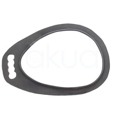 Espejo de mano irrompible redondo H2oAkua. Espejo de mano ergonómico de forma ovalada/irregular, con marco de plástico gris oscuro y un lateral más ancho que actúa como asa perforada para introducir los dedos.