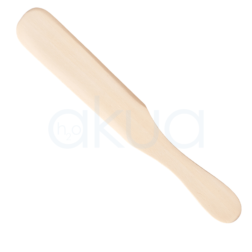 Paleta cera mango 205mm H2oAkua. Es una herramienta plana rectangular alargada con mango estrecho, de color madera clara/beige natural uniforme.