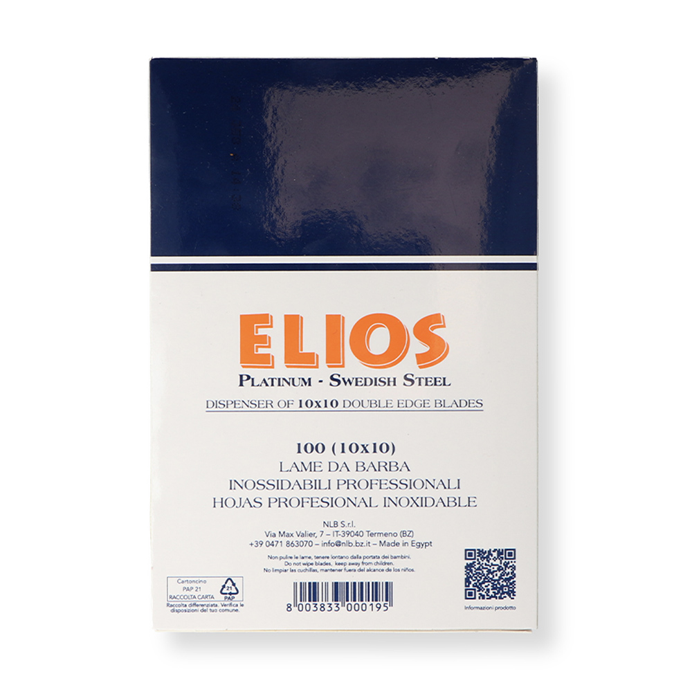Dispensador 100 hojas Elios 09447. El color predominante es blanco y azul oscuro. El texto "ELIOS" está destacado en naranja con una sombra gris, mientras que otros textos son en gris. H2o Akua