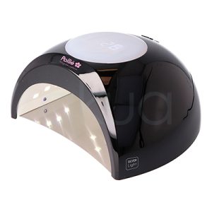 Lampara Led UV 65w Silver Light negra 07186/50. Lámpara LED UV Pollié Silver Light negra de 65W con diseño semicircular y acabado brillante, utilizada para secar esmaltes semipermanentes, gel y tratamientos de uñas profesionales. H2o Akua.