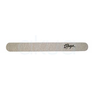 Lima acolchada gris 100/180 granulo grueso Thuya. De diseño alargado y bordes redondeados. La lima presenta una superficie gris texturizada de grano abrasivo, ideal para trabajos de manicura y limado de uñas artificiales o naturales. En uno de los extremos aparece el logotipo negro de Thuya. El producto destaca por su acabado profesional y su formato cómodo para uso en estética y nail art. H2o Akua
