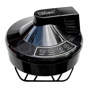 Motor batidor mezclador tintes Eurostil. Motor batidor mezclador de tintes Eurostil de color negro con acabado brillante, fotografiado sobre fondo blanco. El equipo presenta un diseño circular con una base elevada mediante soporte metálico. En la parte superior incorpora el logotipo Eurostil y un panel de control con botón de encendido y programas de mezcla temporizados de 45, 60 y 75 segundos. Su diseño compacto está pensado para mezclar tintes y otros productos de peluquería de forma automática y uniforme.. H2o Akua